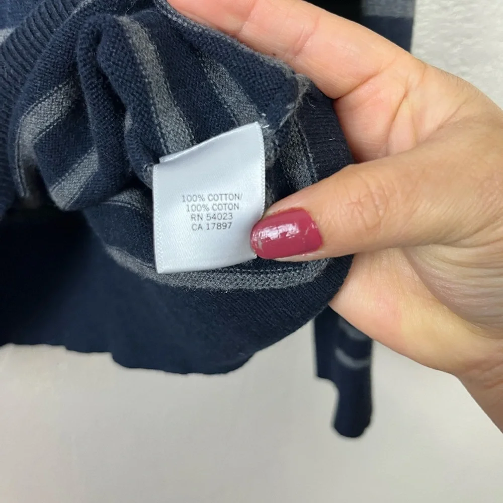 5 for $30 Banana Republic Sz M‎  Striped 1/4 Zip Mock Neck Pullover Sweater Blue